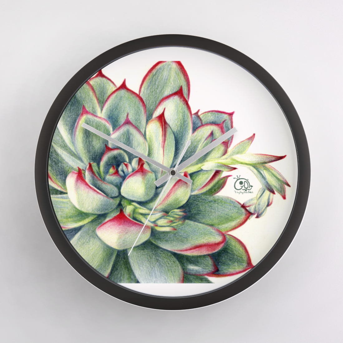 鯨魚 色鉛筆多肉系列 綻放 極簡壁鐘 Thinkingdesignstudio 62icon
